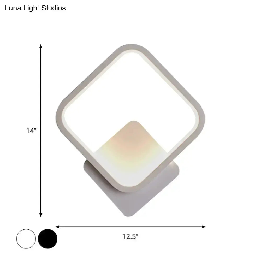 Modern White Square Bedside Wall Lamp for Bedroom