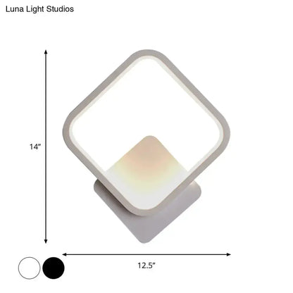 Modern White Square Bedside Wall Lamp for Bedroom