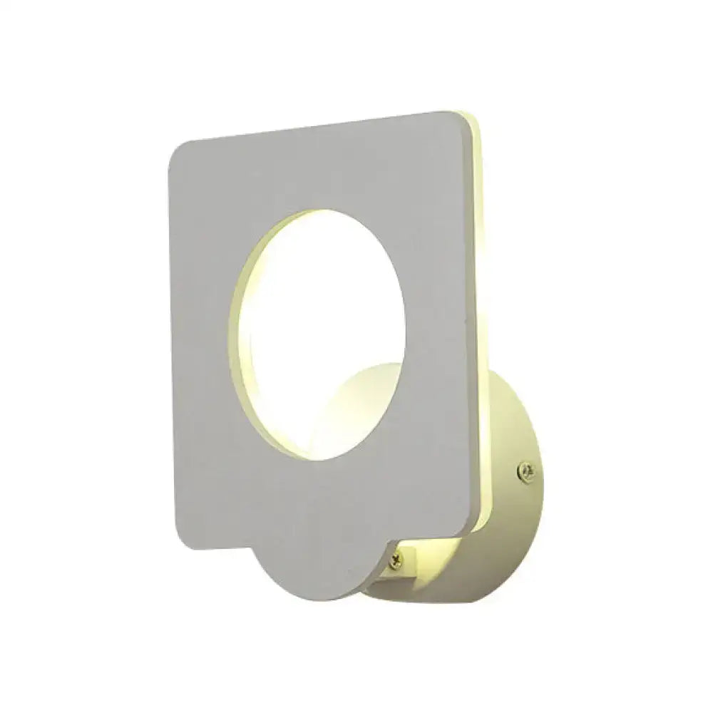 Decorbites white square LED dimmable sconce with circular cutout wall mount on Tampa Home & Garden Store