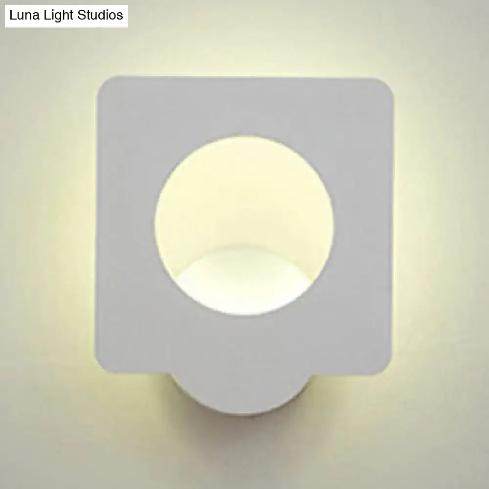 White square LED dimmable sconce with circular diffuser on backplate on Tampa Home & Garden Store