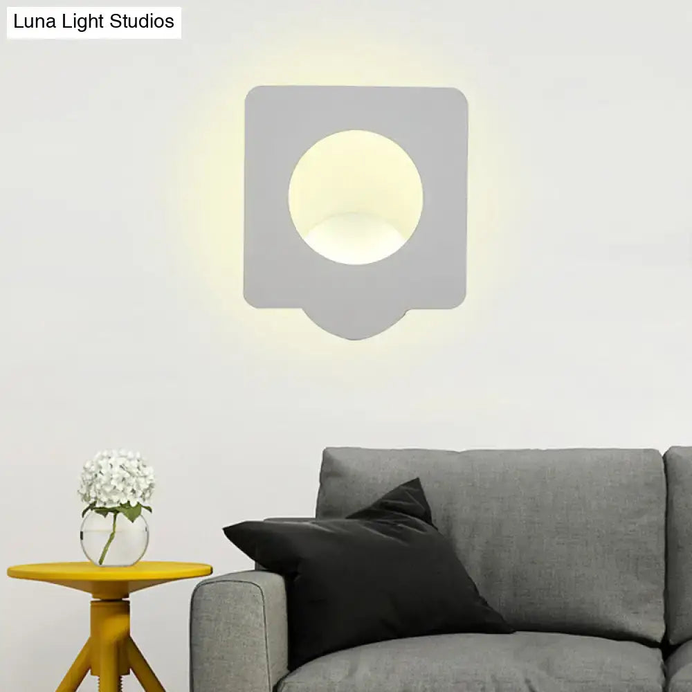 White square LED dimmable sconce by Decorbites with circular glow, modern wall light on Tampa Home & Garden Store