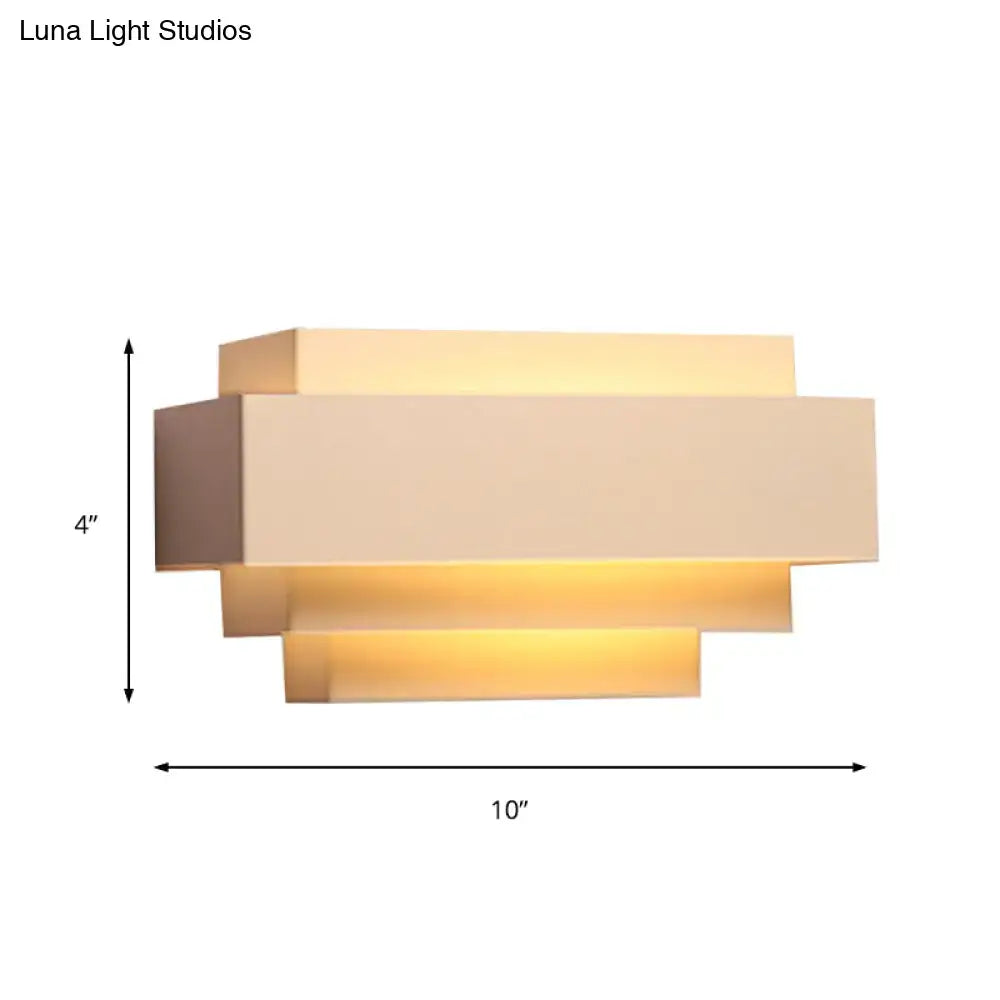White Rectangle Wall Lamp Decorbites geometric stacked sconce with warm glow on Tampa Home & Garden Store