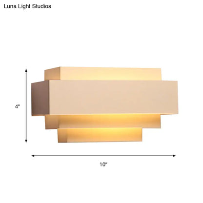 White Rectangle Wall Lamp Decorbites geometric stacked sconce with warm glow on Tampa Home & Garden Store