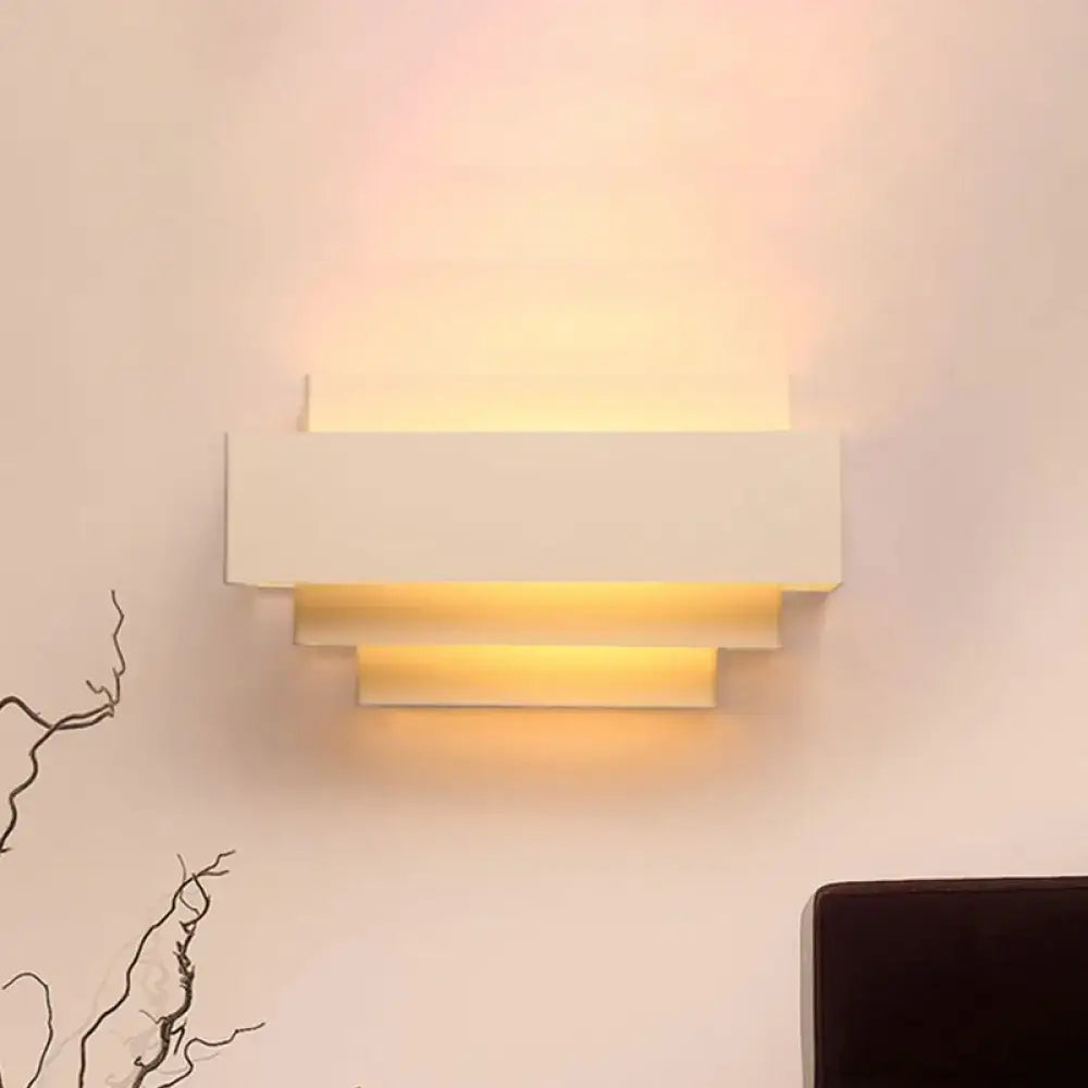 White Rectangle Wall Lamp by Decorbites, modern layered wall sconce with warm glow on Tampa Home & Garden Store