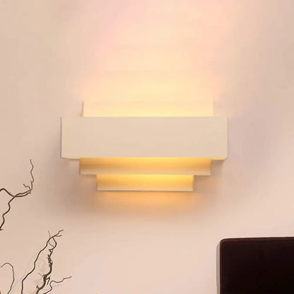 White Rectangle Wall Lamp by Decorbites, modern layered wall sconce with warm glow on Tampa Home & Garden Store