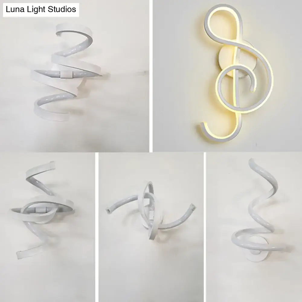 White Treble Clef Wall Sconce by Decorbites; modern spiral wall light, collage of angles on Tampa Home & Garden Store