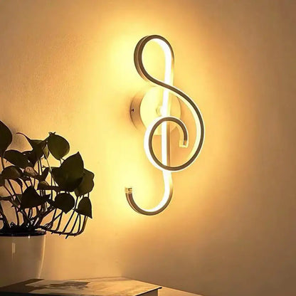 White Treble Clef Wall Sconce by Decorbites, wall-mounted neon light with warm glow on Tampa Home & Garden Store