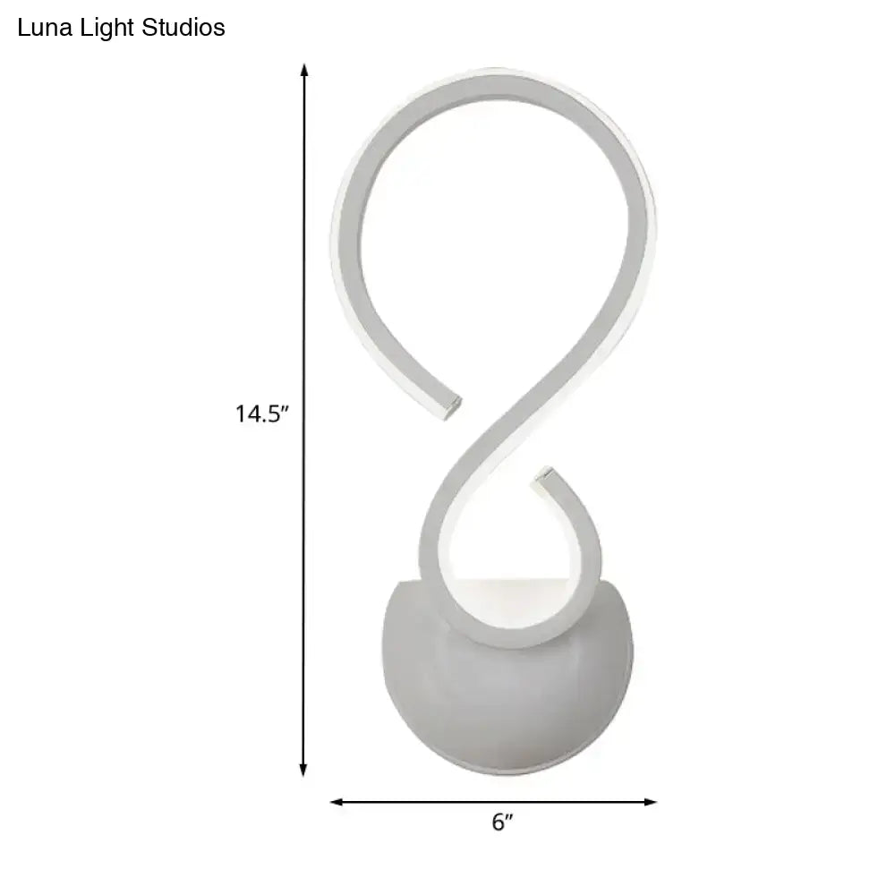 White Twist Wall Lamp by Decorbites, modern loop, 14.5in tall x 6in wide on Tampa Home & Garden Store