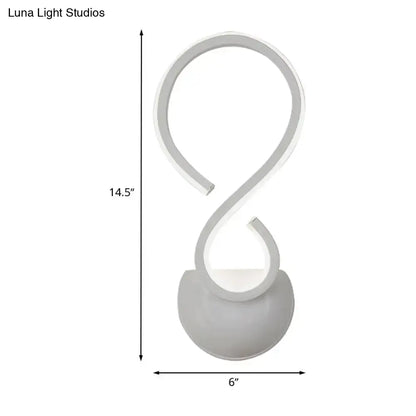 White Twist Wall Lamp by Decorbites, modern loop, 14.5in tall x 6in wide on Tampa Home & Garden Store