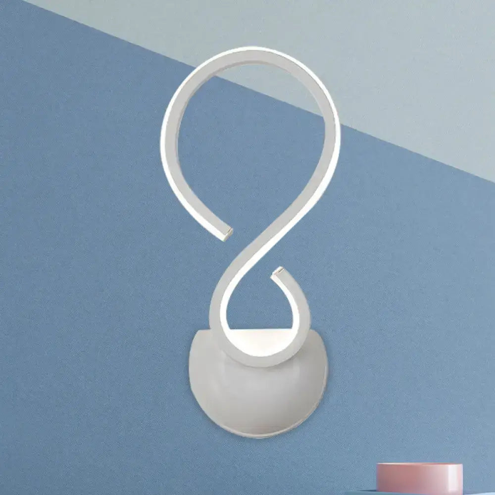 White Twist Wall Lamp by Decorbites, white finish wall-mounted LED loop with circular base on Tampa Home & Garden Store