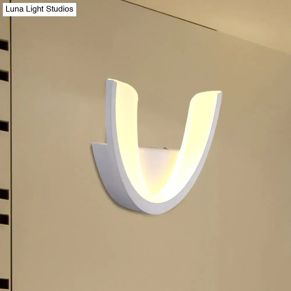White U-Shaped Wall Sconce by Decorbites with curved arms and warm glow on Tampa Home & Garden Store