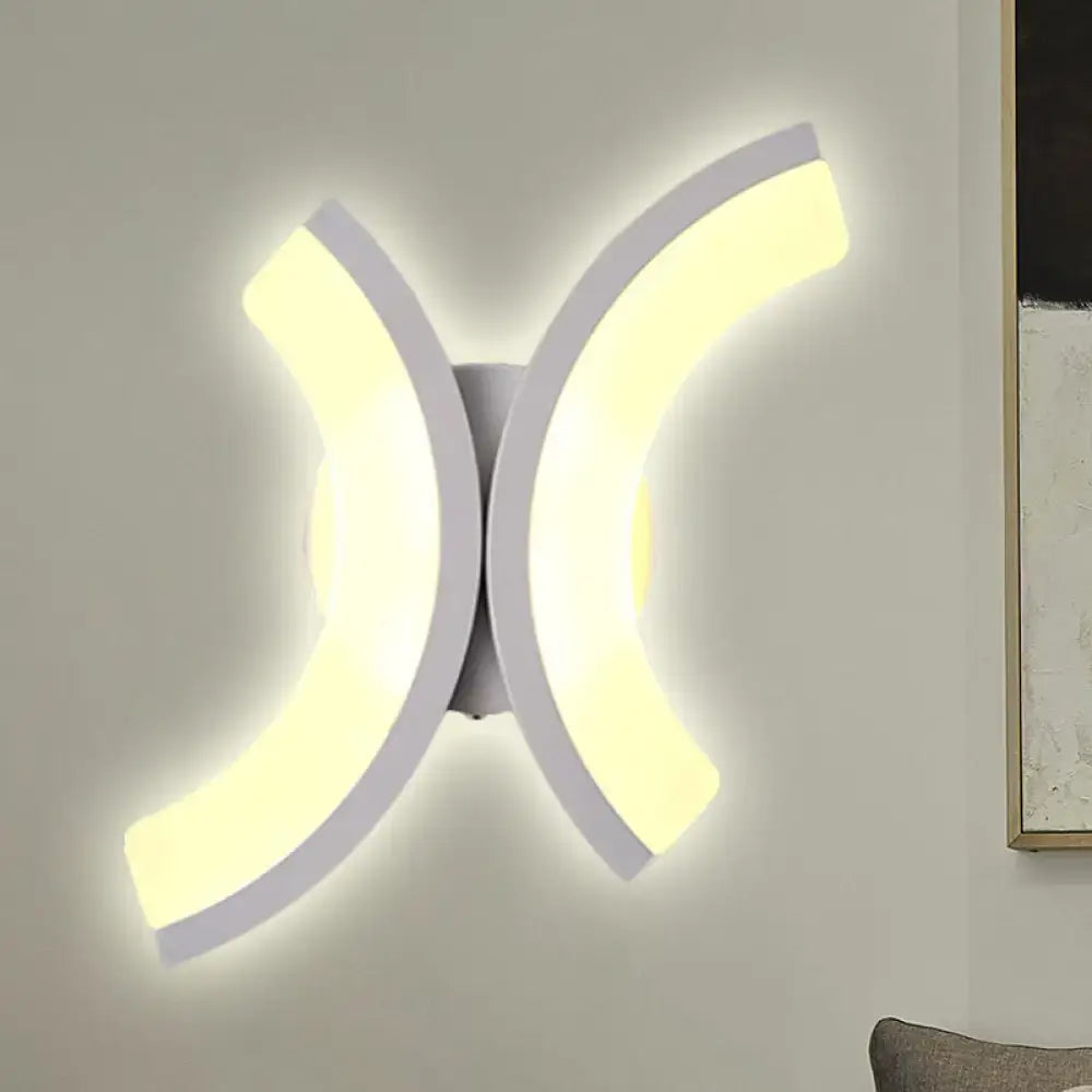 White U-shaped wall sconce by Decorbites with dual curved LED arms and warm glow on Tampa Home & Garden Store