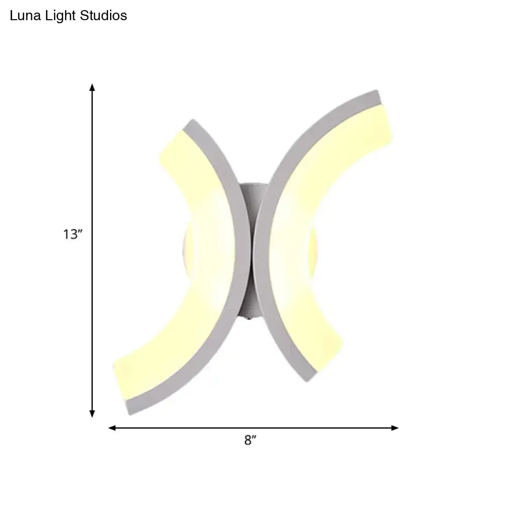 White U-Shaped Wall Sconce Decorbites with gray trim and warm LED panels, 13in tall 8in wide on Tampa Home & Garden Store