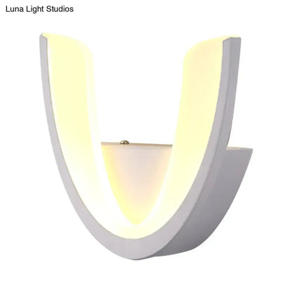 White U-Shaped Wall Sconce by Decorbites, modern curved design in white with warm glow on Tampa Home & Garden Store