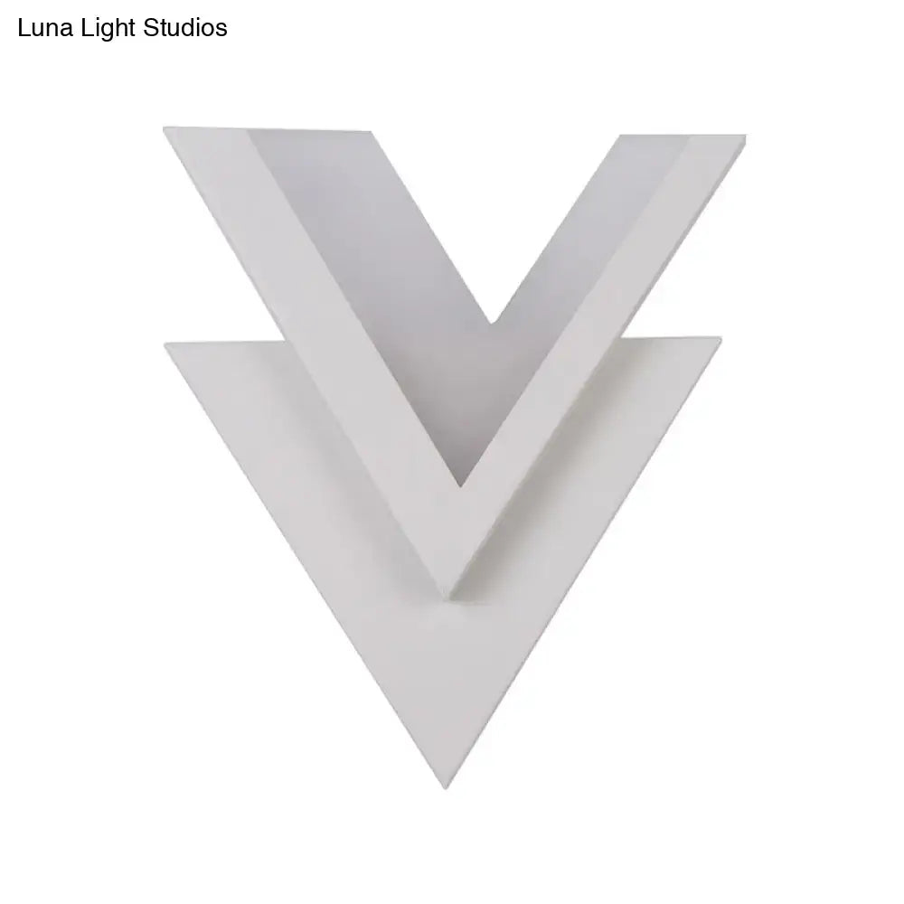 White V-Neck Wall Sconce with stacked geometric design for modern decor on Tampa Home & Garden Store