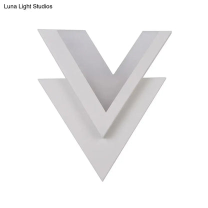 White V-Neck Wall Sconce with stacked geometric design for modern decor on Tampa Home & Garden Store