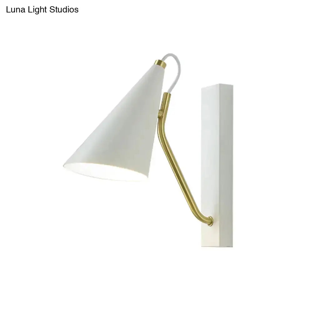 Modern White Wall Lamp with Gold Arm Sconce