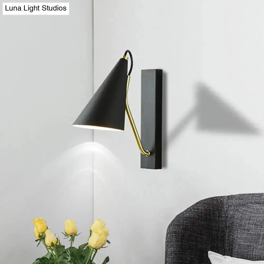 Modern White Wall Lamp with Gold Arm Sconce