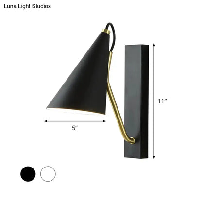 Modern White Wall Lamp with Gold Arm Sconce