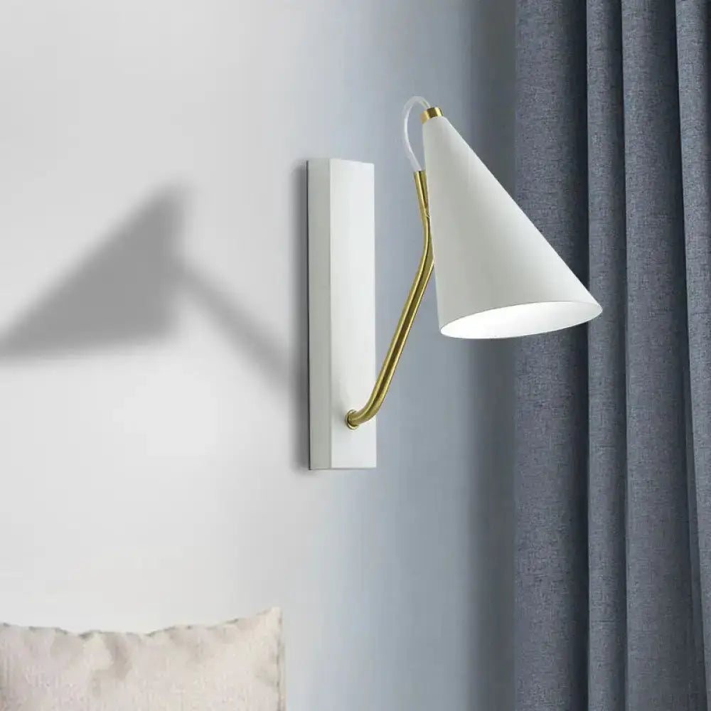 Modern White Wall Lamp with Gold Arm Sconce
