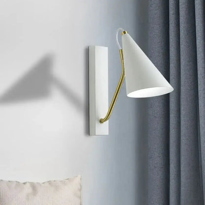 Modern White Wall Lamp with Gold Arm Sconce