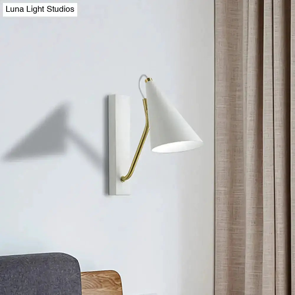 Modern White Wall Lamp with Gold Arm Sconce