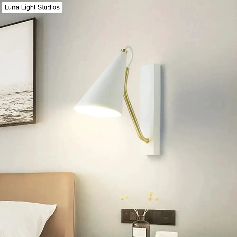 Modern White Wall Lamp with Gold Arm Sconce