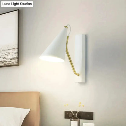 Modern White Wall Lamp with Gold Arm Sconce