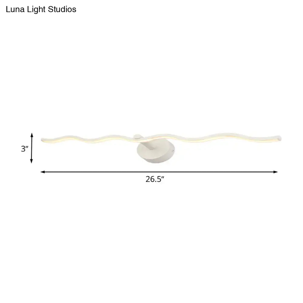 White Wave Vanity Light by Decorbites, white wave LED strip with round mount, 26.5in long on Tampa Home & Garden Store
