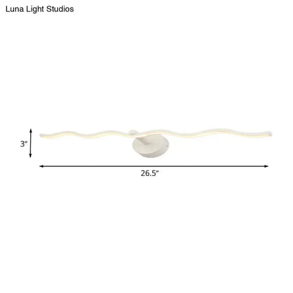 White Wave Vanity Light by Decorbites, white wave LED strip with round mount, 26.5in long on Tampa Home & Garden Store