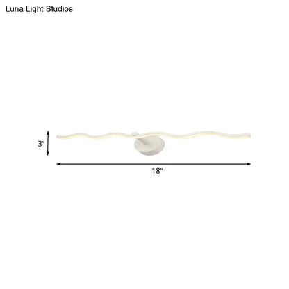 White Wave Vanity Light by Decorbites, 18-inch wall-mount LED fixture, 3-inch tall on Tampa Home & Garden Store