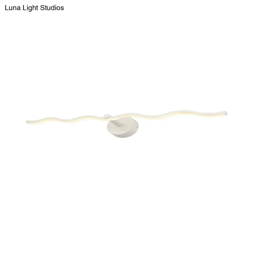 White Wave Vanity Light by Decorbites, curved white LED strip on round base on Tampa Home & Garden Store