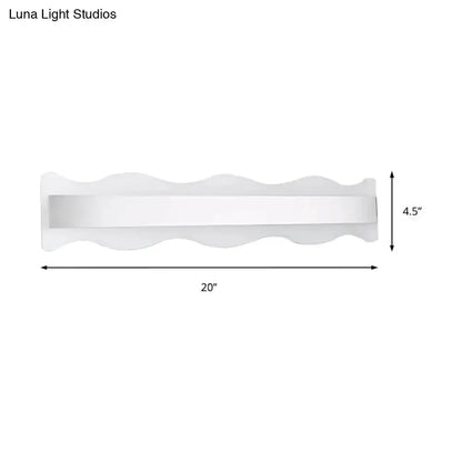 Decorbites modern white wave LED bathroom sconce, 20in wall-mount with warm white light on Tampa Home & Garden Store