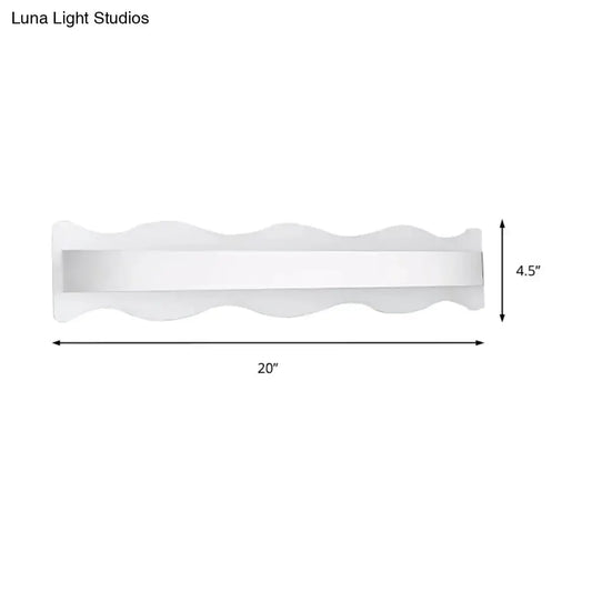 Decorbites modern white wave LED bathroom sconce, 20in wall-mount with warm white light on Tampa Home & Garden Store