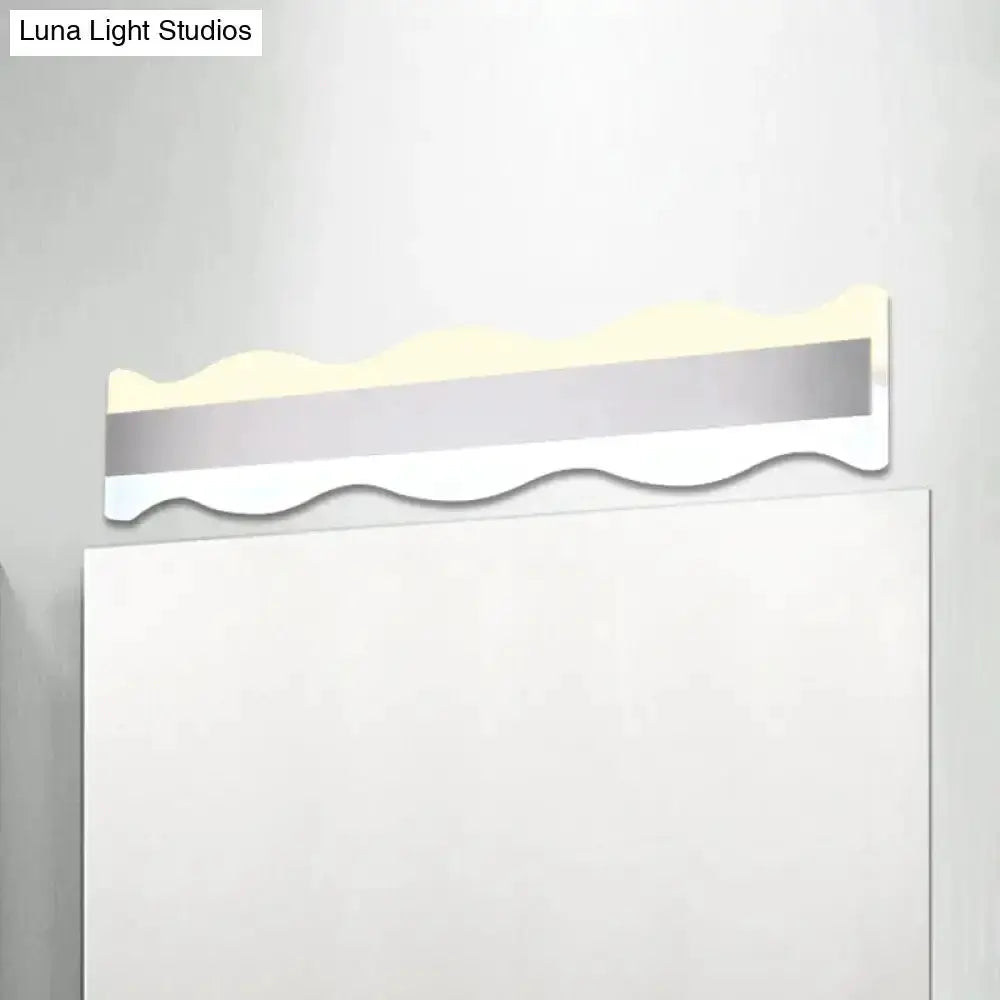 Modern white wave LED bathroom wall sconce by Decorbites warm white light on Tampa Home & Garden Store