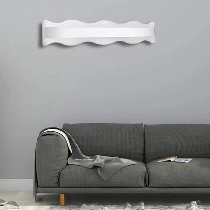Decorbites white wave LED wall sconce, warm white bathroom lighting, modern home decor on Tampa Home & Garden Store