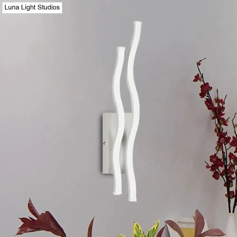 Modern White Waving Acrylic Wall Lamp Fixture Led