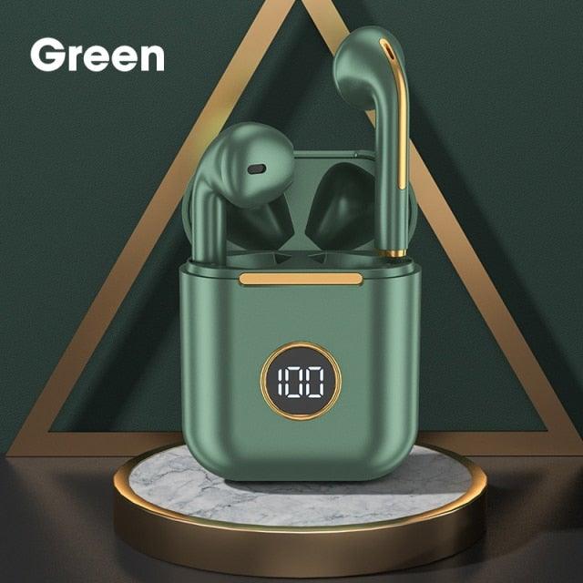 Stevvex green wireless in-ear headphones with charging case Bluetooth 5.0 sweatproof on Tampa Home & Garden Store