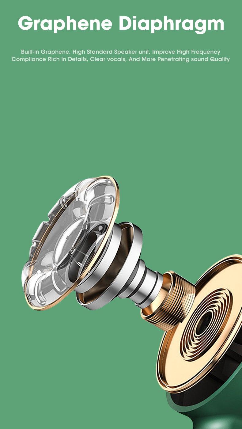 Stevvex white in-ear wireless headphones components showing driver module and metal housing on Tampa Home & Garden Store