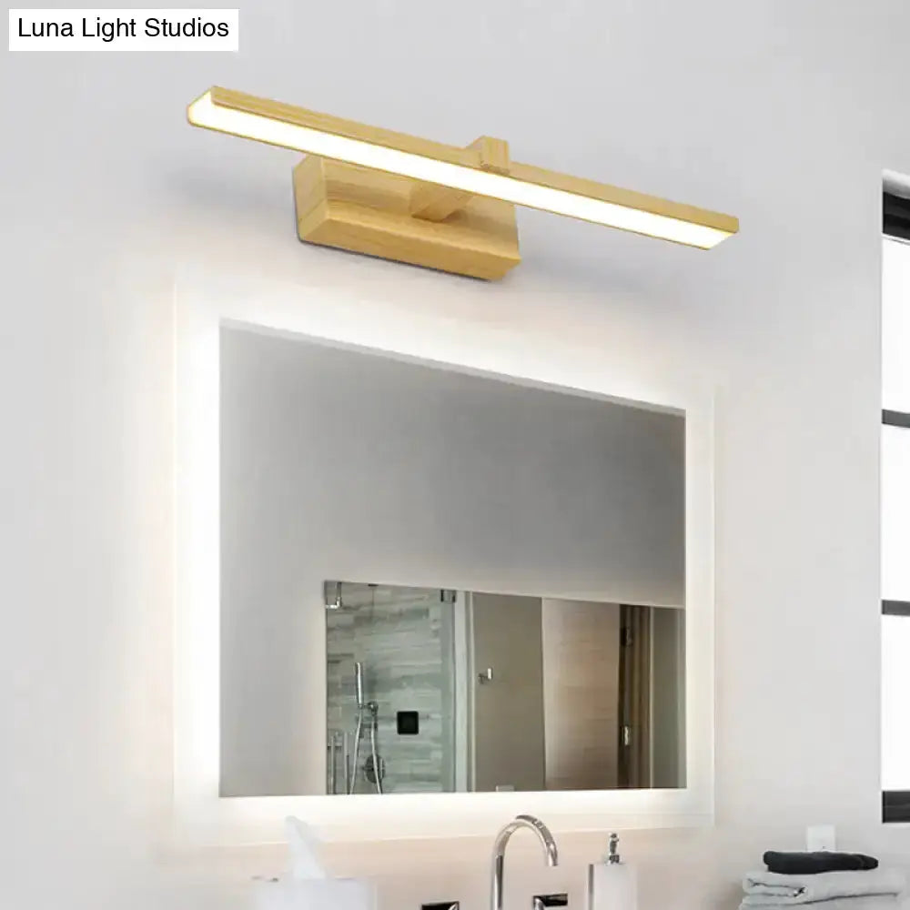 Modern White and Wood Led Wall Lamp For Vanity
