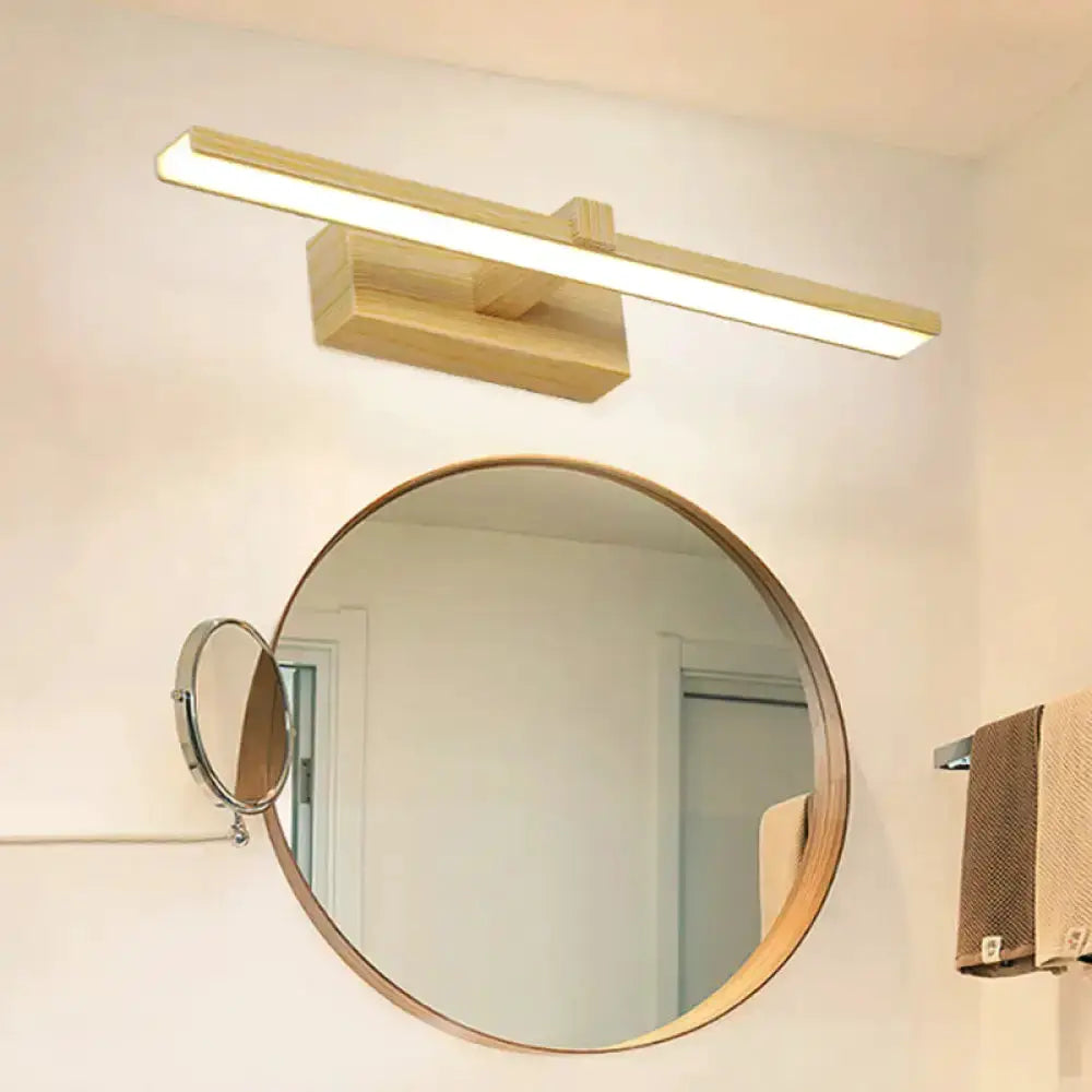 Modern White and Wood Led Wall Lamp For Vanity