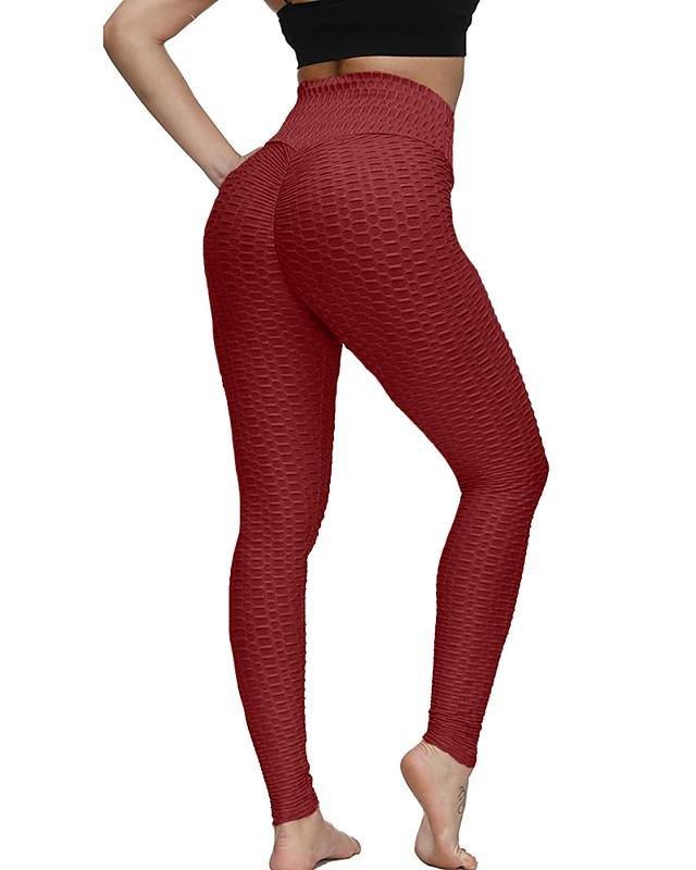 Leggings Stevvex red high-waist seamless with textured pattern for fitness on Tampa Home & Garden Store