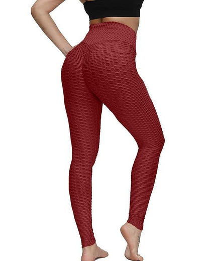 Leggings Stevvex red high-waist seamless with textured pattern for fitness on Tampa Home & Garden Store