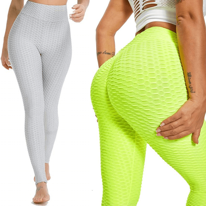 Seamless yoga leggings set: grey honeycomb and neon lime leggings (2) by Stevvex on Tampa Home & Garden Store