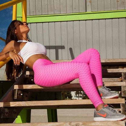 Leggings pink seamless high-waist yoga pants with textured pattern Stevvex on Tampa Home & Garden Store