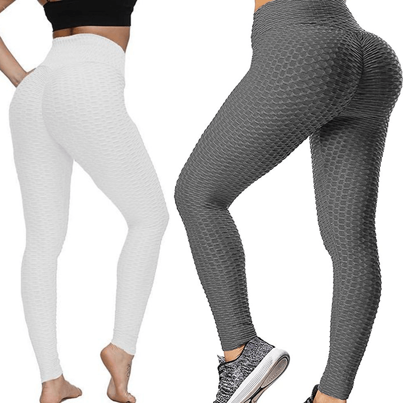Stevvex seamless high-waist leggings white-gray honeycomb texture 2 pairs on Tampa Home & Garden Store