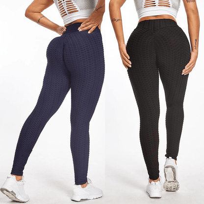 Stevvex ST75LGFJJ447 seamless yoga leggings navy black high-waist pattern two pairs on Tampa Home & Garden Store