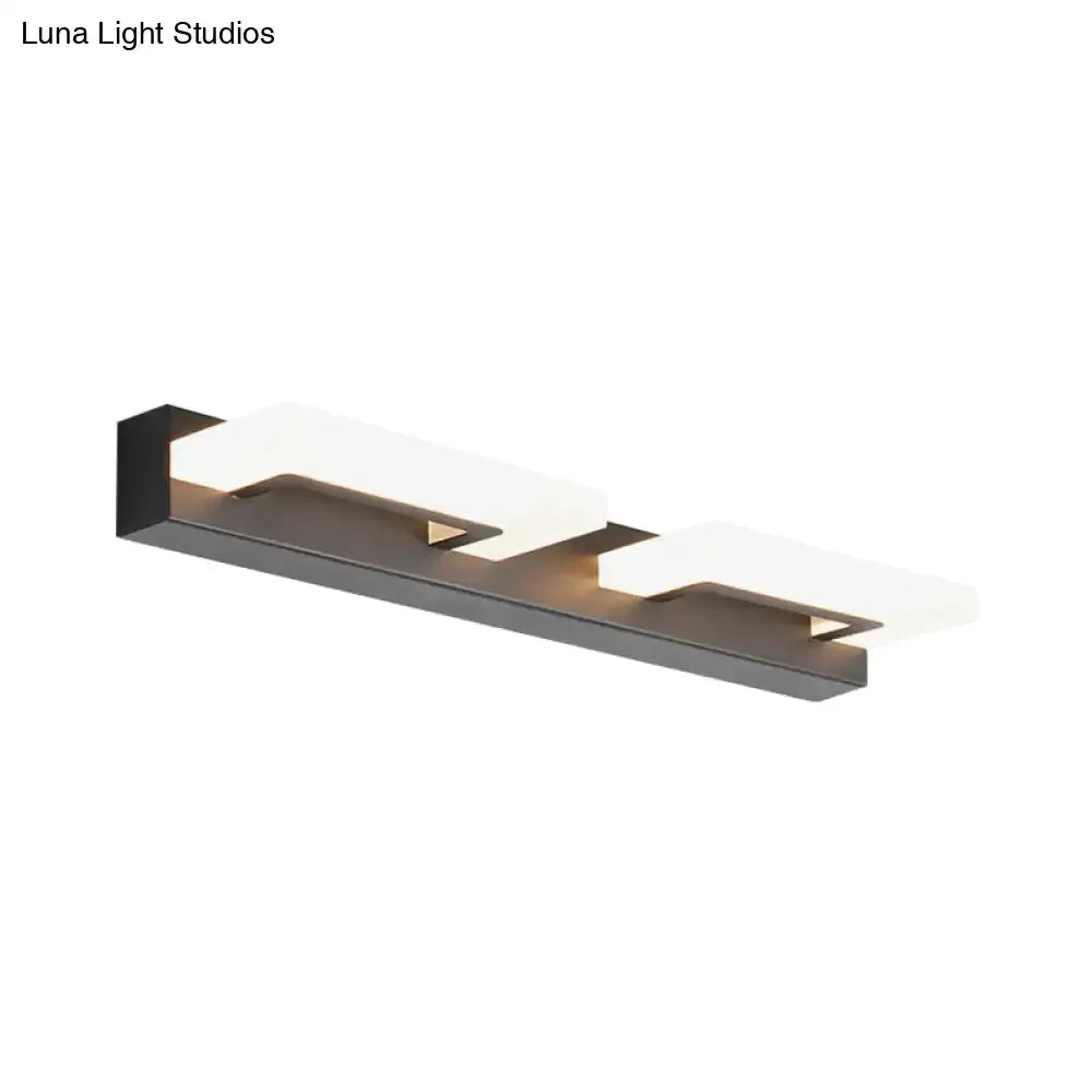 Modern wood acrylic rectangle vanity sconce with dual white acrylic shades on metal mount on Tampa Home & Garden Store