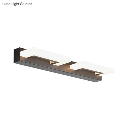 Modern wood acrylic rectangle vanity sconce with dual white acrylic shades on metal mount on Tampa Home & Garden Store