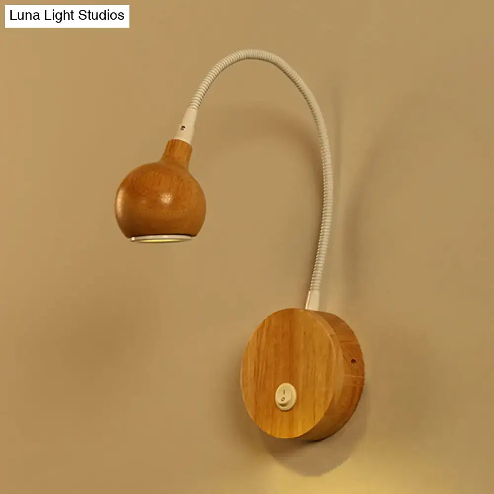 White wood reading nook sconce with flexible gooseneck shade Decorbites wall lamp on Tampa Home & Garden Store